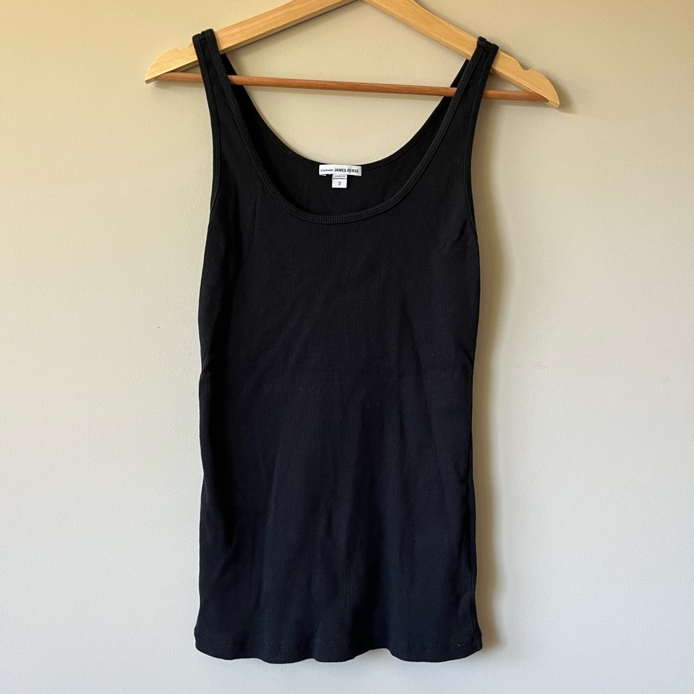James Perse Black Rib Tank Top
